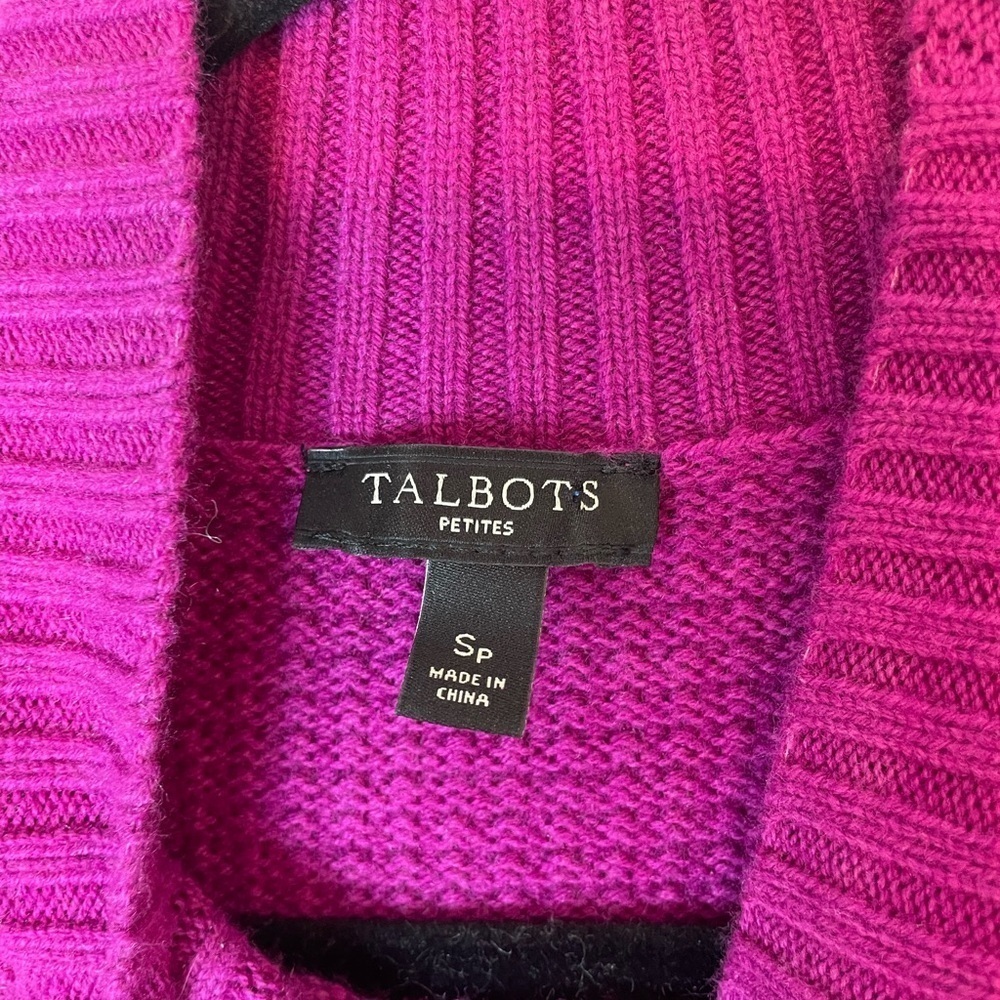 Talbots Women’s Sweater Size Small Petite Pink Lambswool Blend Mock Neck Cozy - Picture 3 of 10